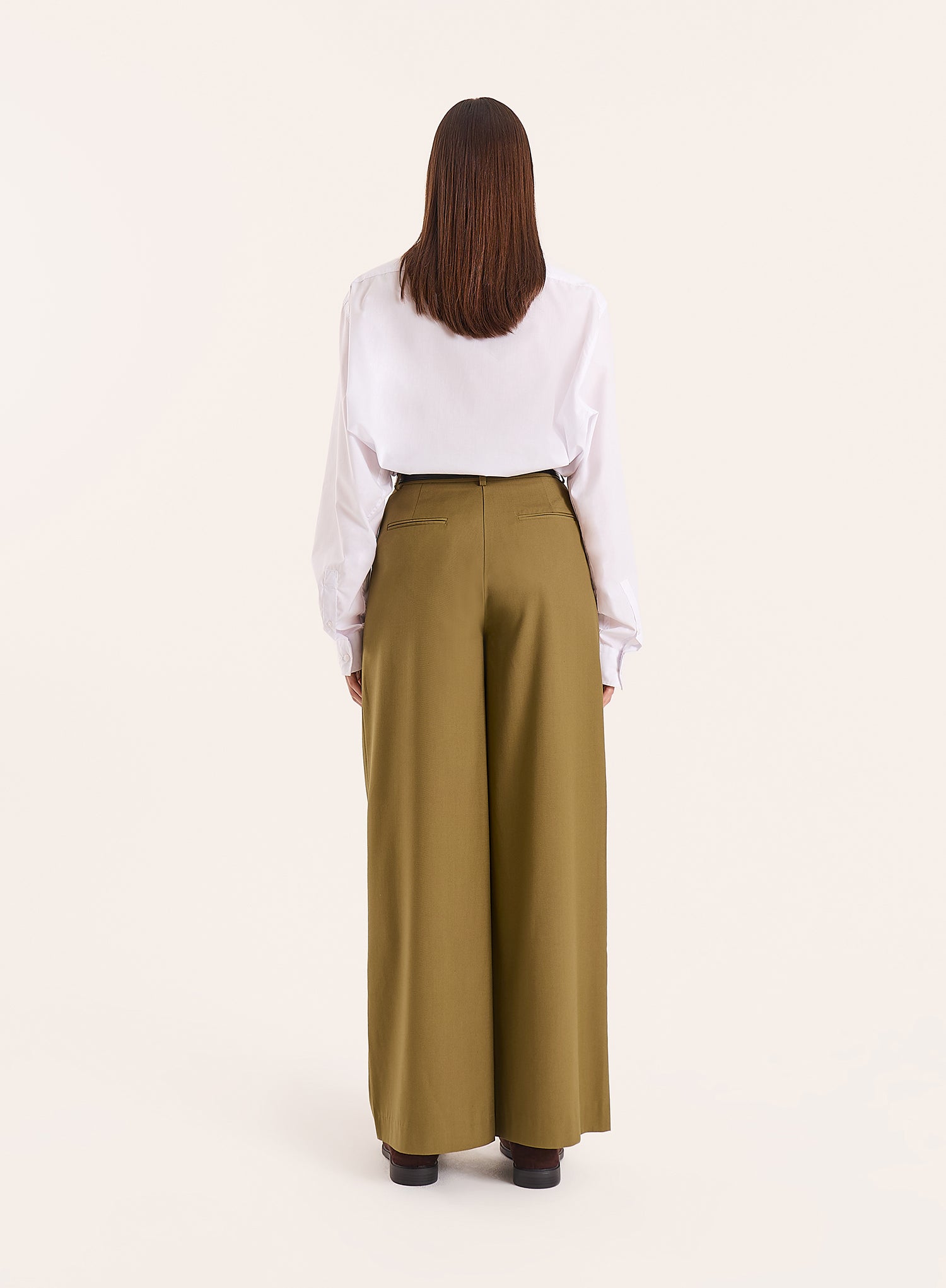 Olive Hardware Belt Detail Tailored Trousers